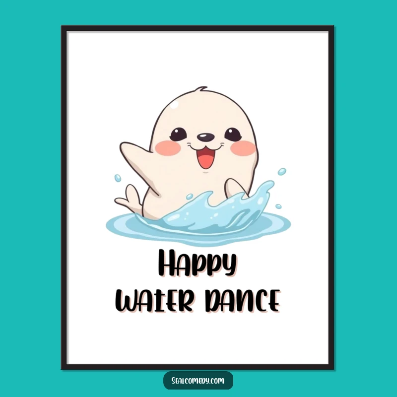 Funny Seal Splash Digital Art: Playful Decor, Perfect Gift for Any Space