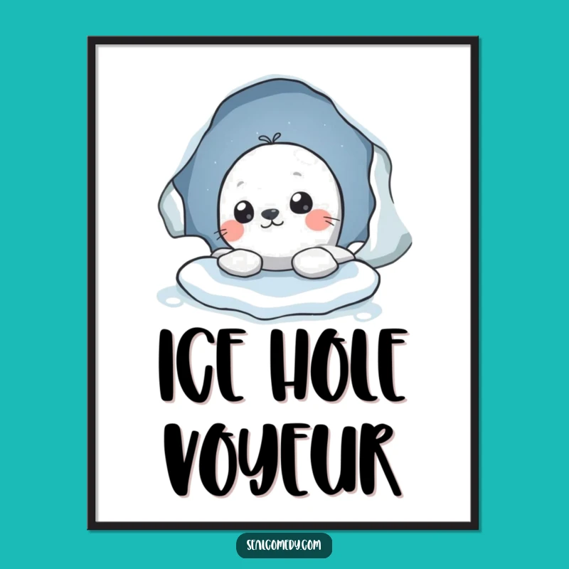 Funny Seal Peek Digital Art: Curious Decor, Perfect Gift for Any Space
