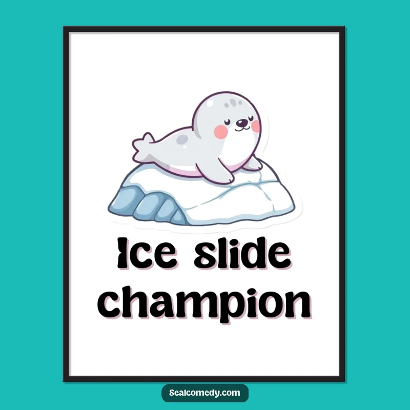 Funny Seal Slide Digital Art: Playful Decor, Perfect Gift for Any Space