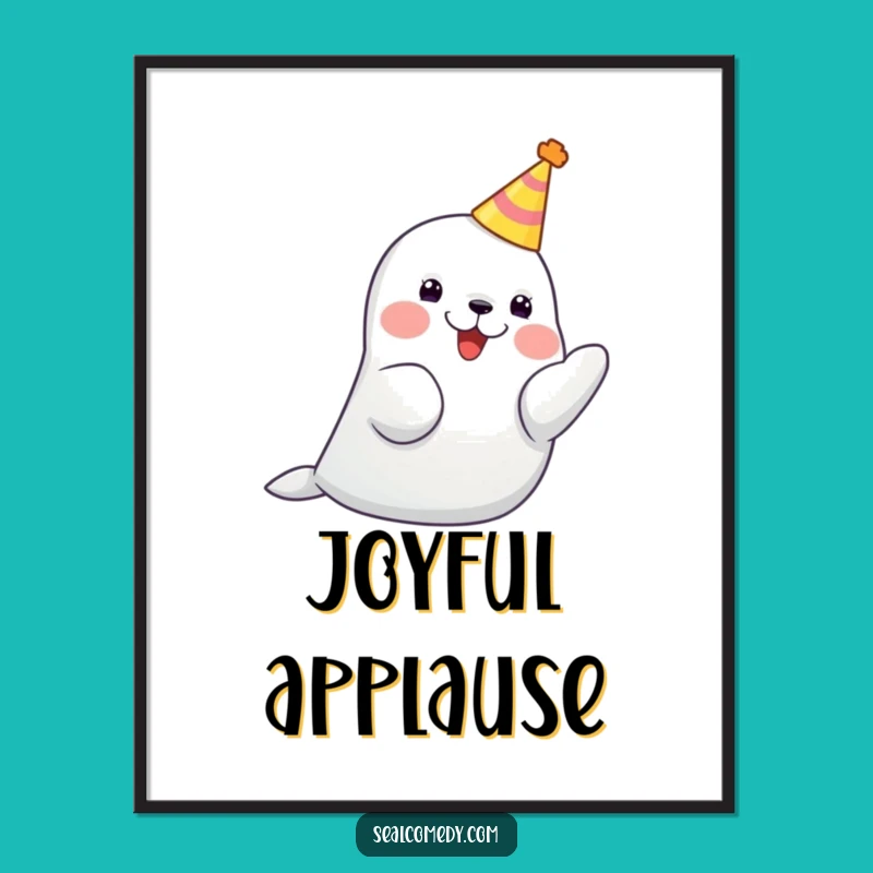 Funny Party Seal Hat Digital Art Print: Instant Festive Decor