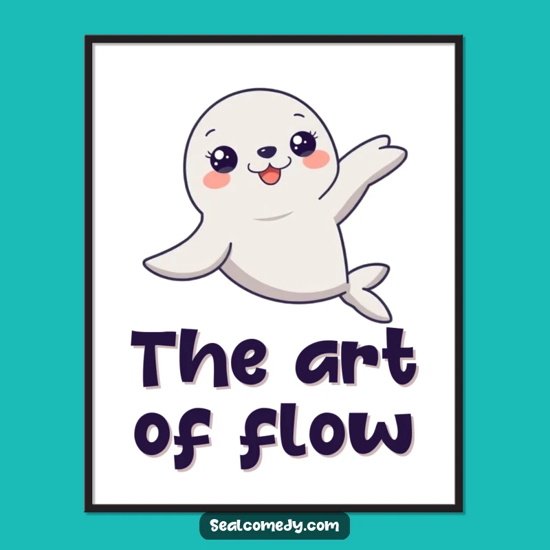 Funny Graceful Seal Glide Digital Print: Instant Elegant Decor