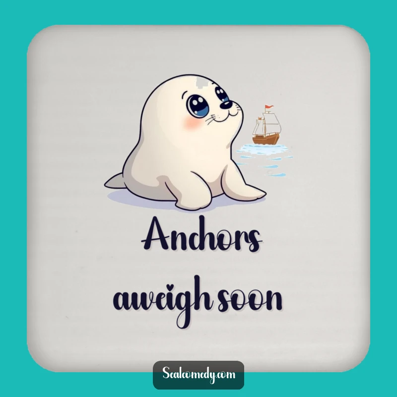 Funny Seal Watching Ship Coasters: Set of Innocent Eyes Drink Coasters, Funny Gift