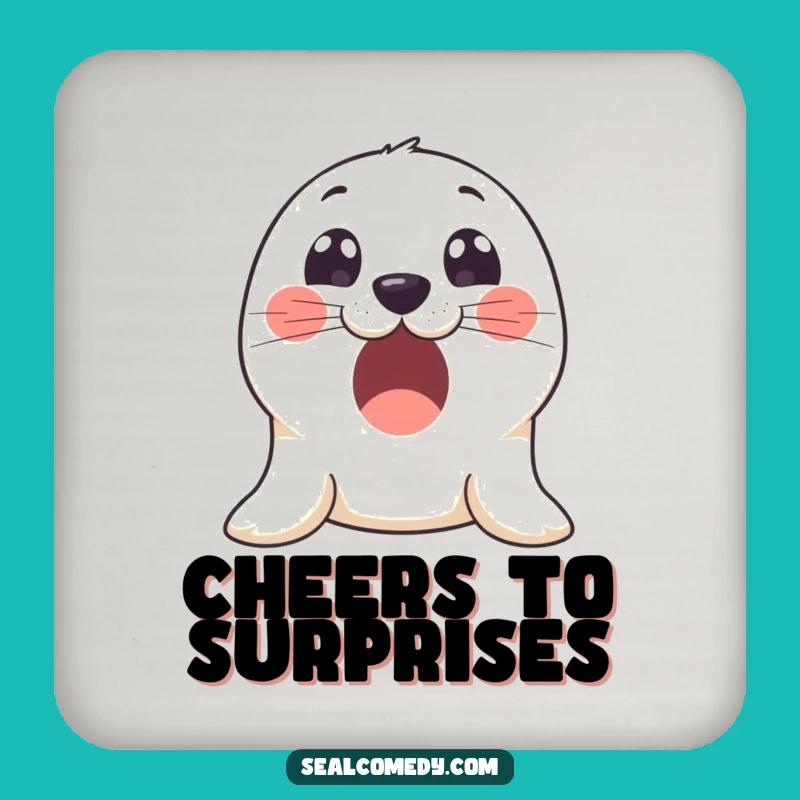 Funny Excited Seal Drink Coasters: Protect Surfaces with Innocent Charm, Set of Funny Gifts