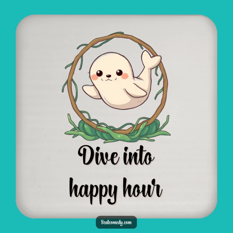 Funny Determined Seal Hoop Coaster: Protect Surfaces with Focus