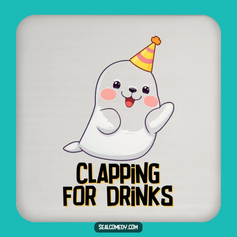 Funny Party Seal Hat Drink Coaster: Add Festive Flair