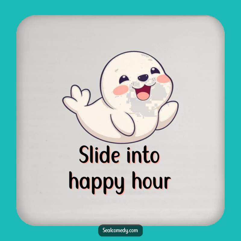 Funny Seal Pup Belly Slide Coaster - Playful Smiling Pup Drink Holder Gift