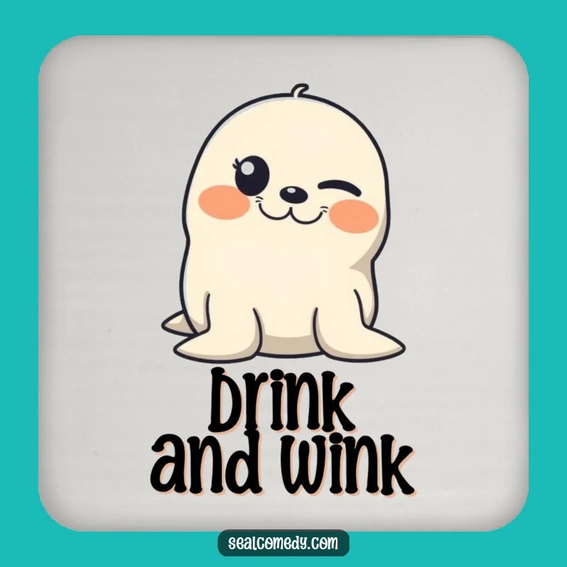 Funny Winking Seal Drink Coasters: Protect Surfaces with Mischievous Charm, Set of Funny Gifts