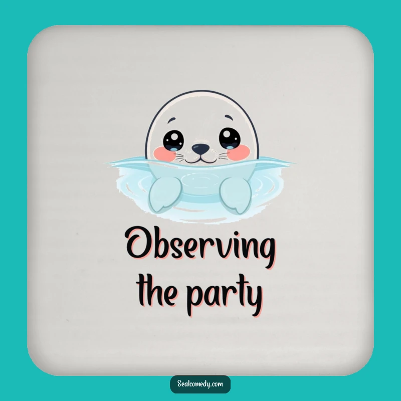 Funny Curious Seal Pup Coaster - Wide-Eyed Peek Drink Holder Gift