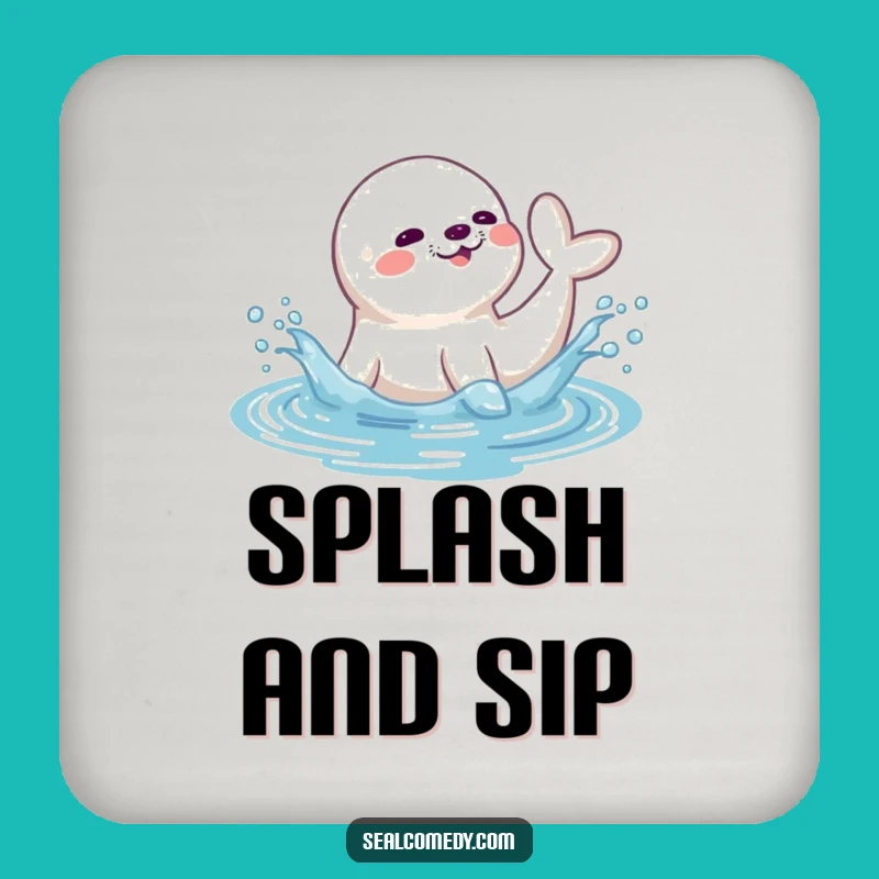 Funny Seal Coaster - Playful Water Splash Drink Protector