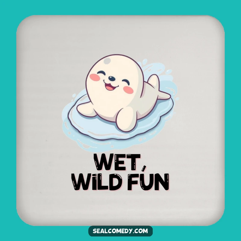 Funny Sliding Seal Grin Drink Coaster: Protect Surfaces with Smiles