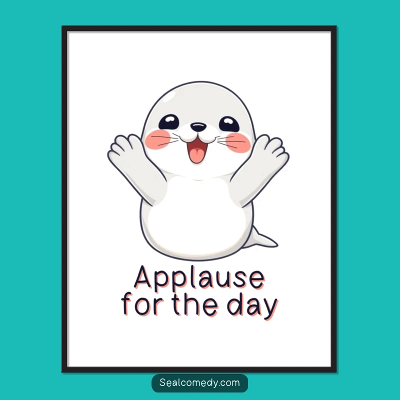 Funny Happy Seal Clapping Poster: Decorate with This Hilarious Marine Mammal's Joy