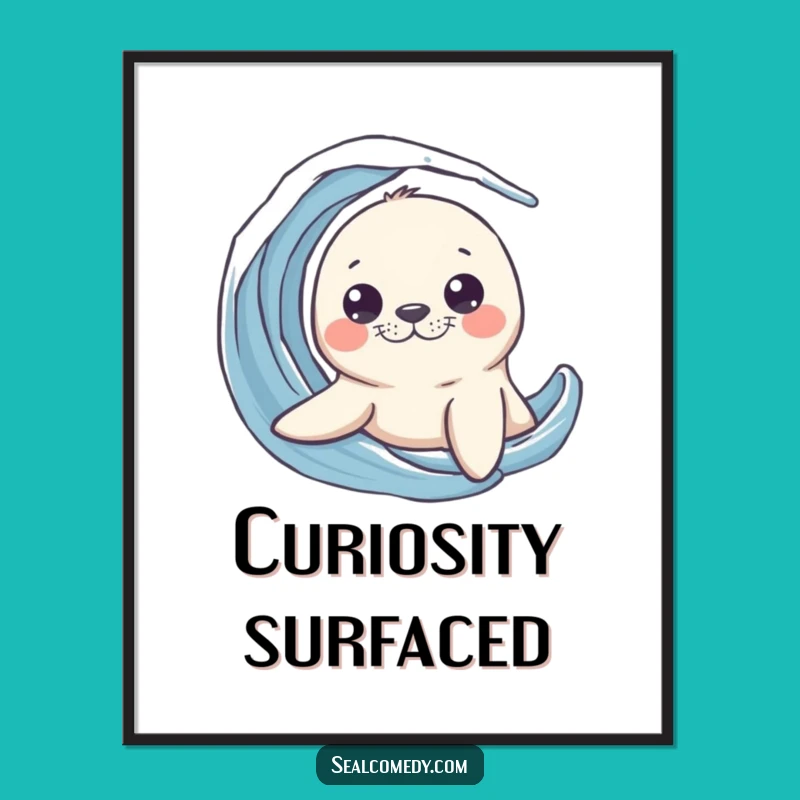 Funny Seal Curious Peek Wall Art Poster - Aquatic Intrigue Decor