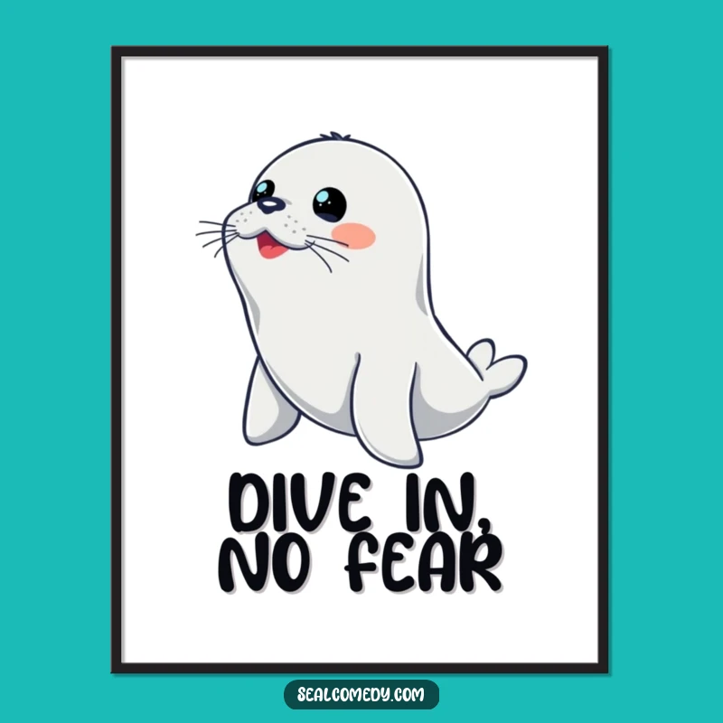 Funny Diving Seal Poster: Alert & Artistic - Hilarious Wall Art & Funny Gift!