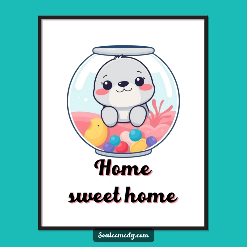 Funny Fishbowl Seal Poster: Bring Whimsical Charm to Your Walls, Perfect Funny Gift