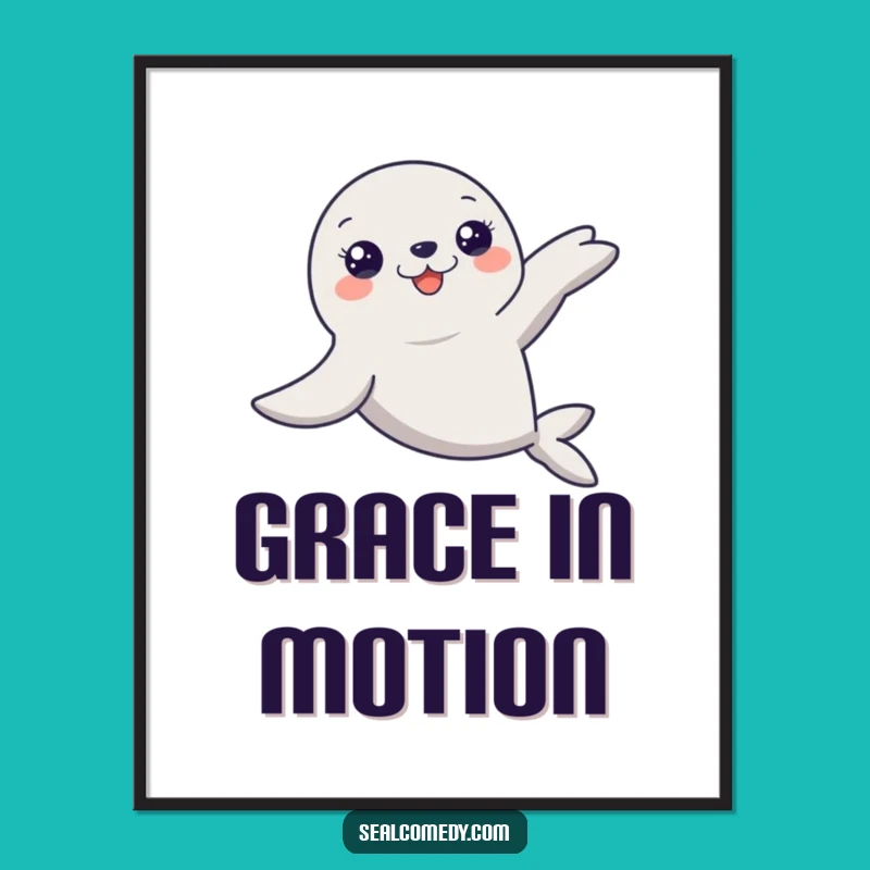 Funny Graceful Seal Glide Poster: Serene Wall Art for Elegance