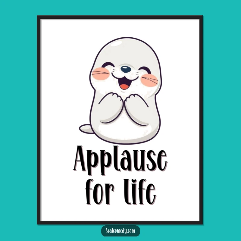 Funny Seal Art Print: Joyful Applause - Happy Wall Decor Gift