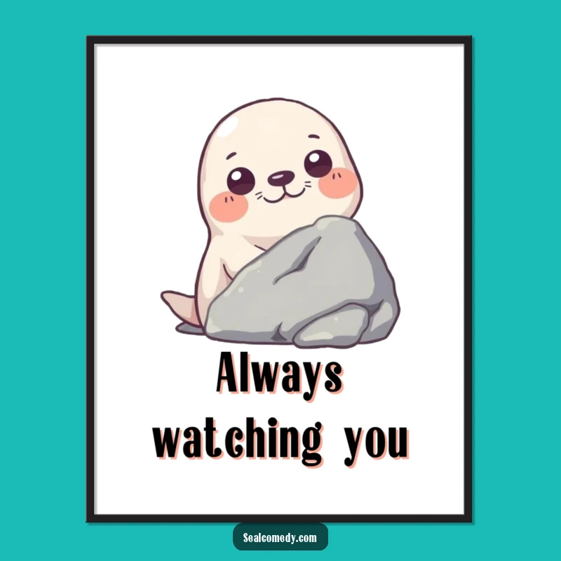Funny Seal Peek Poster: Hilarious Hidden Charm Wall Art