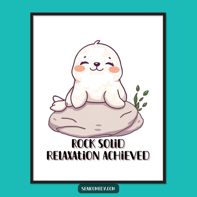 Funny Seal Sunbathing Poster: Relaxed Animal Art Print, Ideal Funny Gift