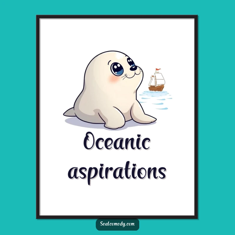 Funny Seal Watching Ship Poster: Innocent Eyes Wall Art, Hilarious Home Decor Gift