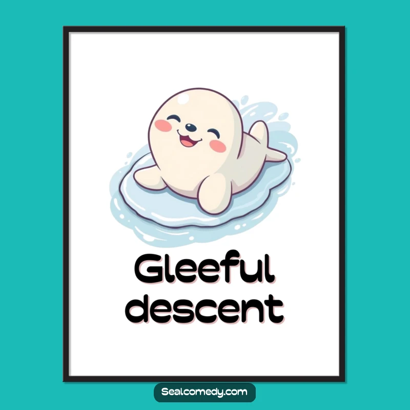 Funny Sliding Seal Grin Poster: Joyful Art for Your Walls
