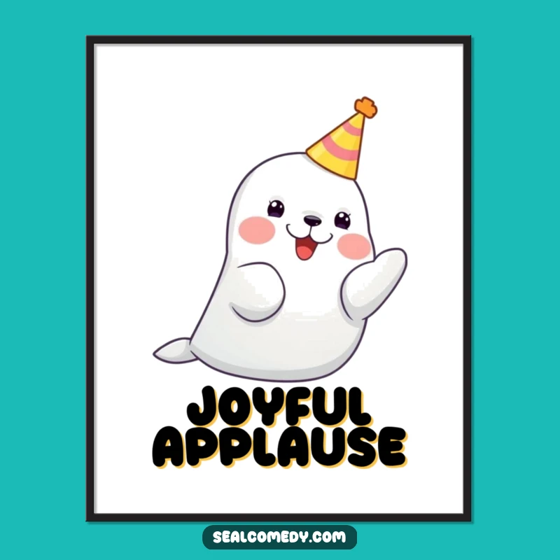 Funny Party Seal Hat Poster: Joyful Wall Art for Festivities