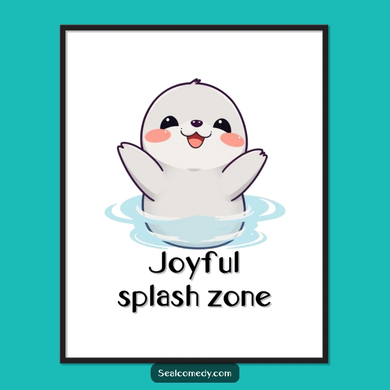 Funny Seal Joyful Claps Wall Art Poster - Aquatic Celebration Decor