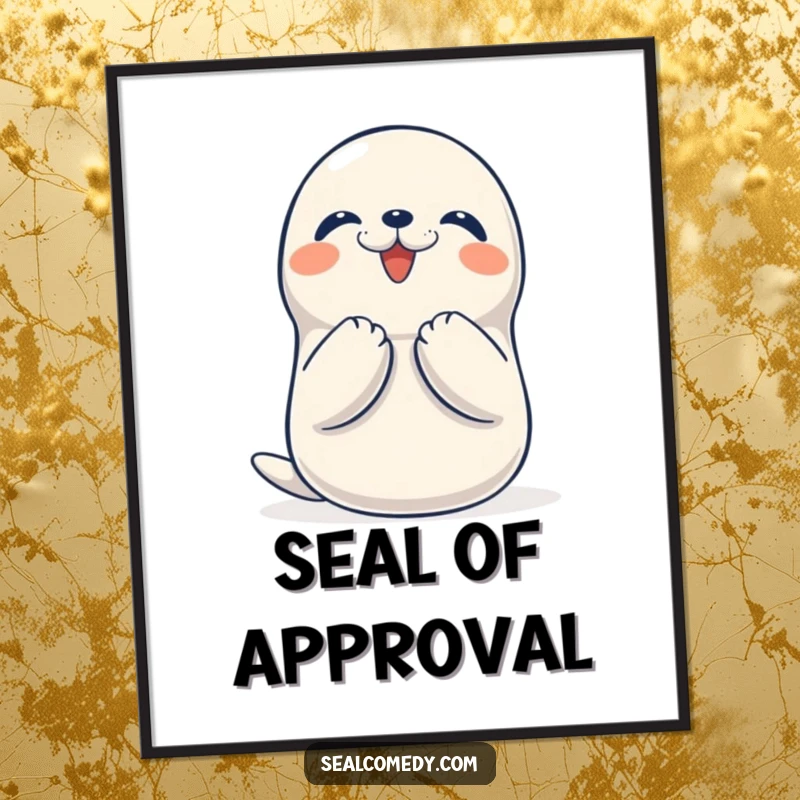 Funny Seal Poster: A cheerful seal claps its flippers with pure delight, bringing a sense of celebration and humor to any room.