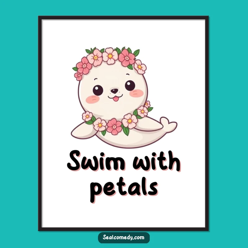 Funny Seal Garland Poster: Graceful Swim Art - Hilarious Wall Decor Funny Gift