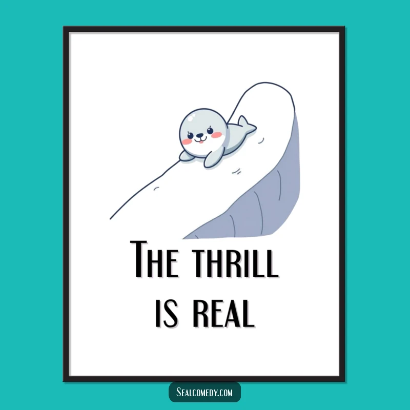 Funny Seal Sliding Poster: Waterproof Adventure Art for Wall Decor