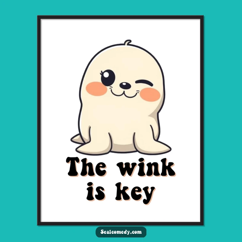 Funny Winking Seal Poster: Decorate with Mischievous Charm, Perfect Funny Gift
