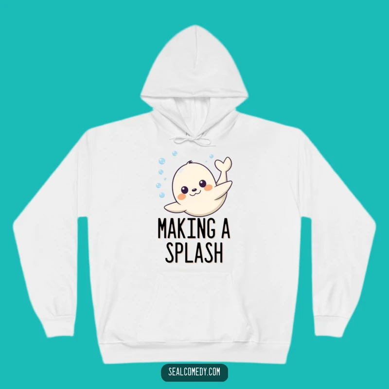 Cozy Funny Happy Seal Dive Hoodie: Warm & Joyful Ocean Themed Gift