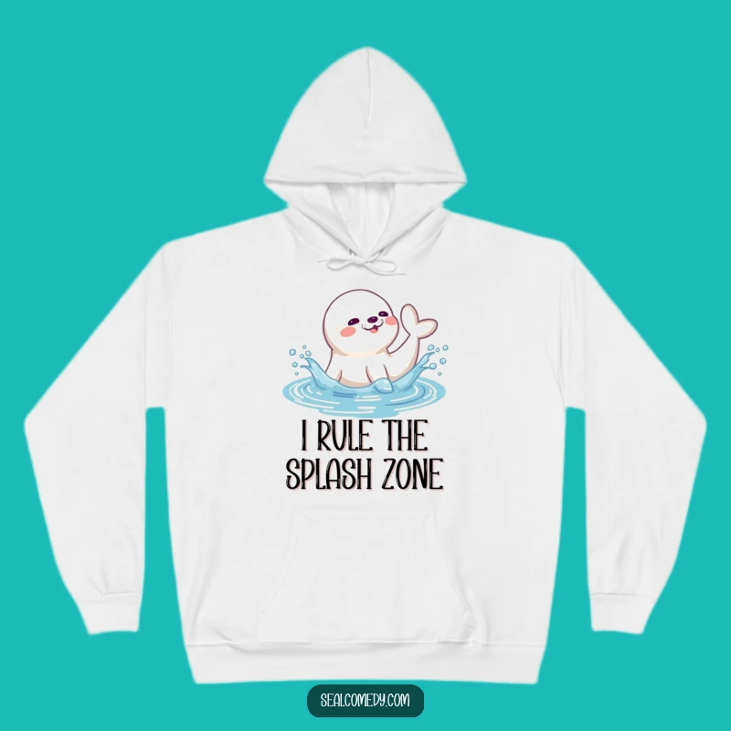 Cozy Funny Seal Hoodie - Playful Water Splash Gift Sweatshirt