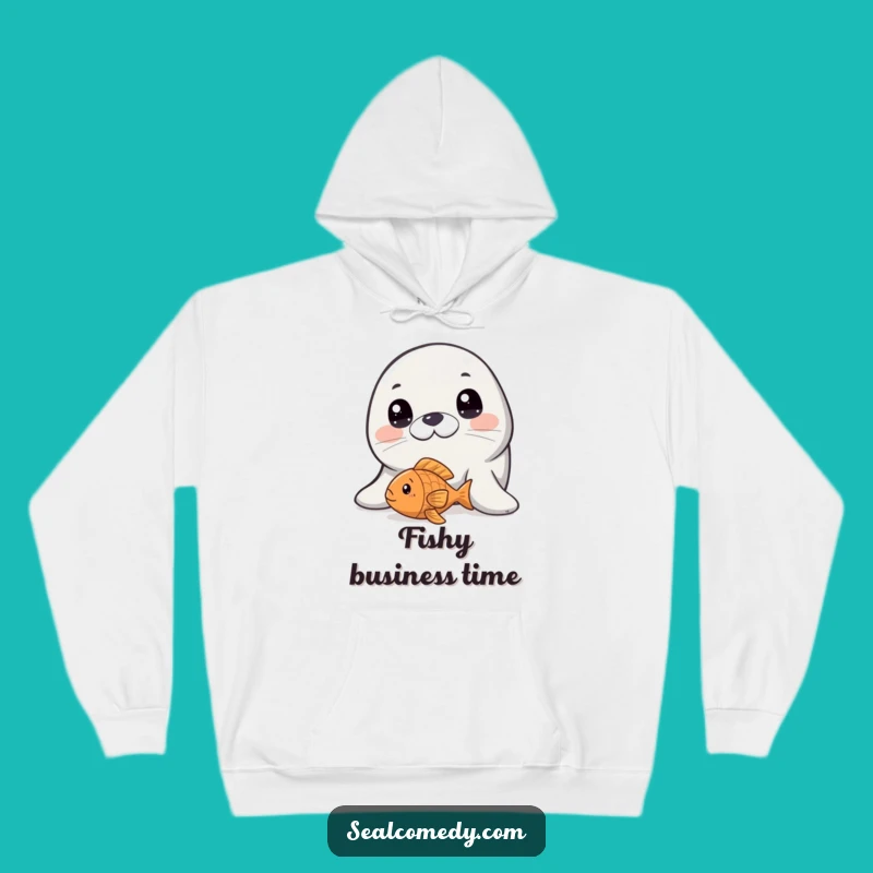 Funny Innocent Seal Fish Toy Hoodie: Cozy Curious Apparel