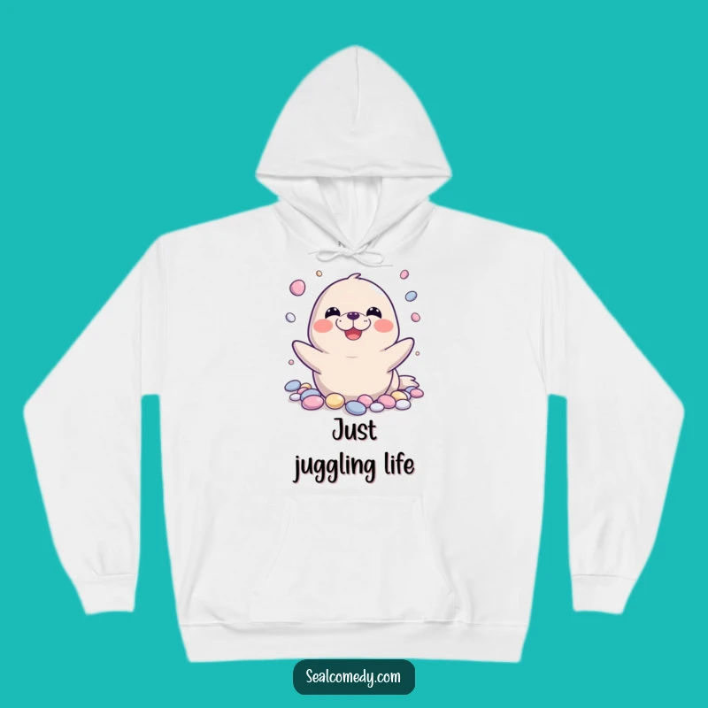 Funny Seal Juggling Hoodie: Cozy and Hilarious Gift for Cold Days!