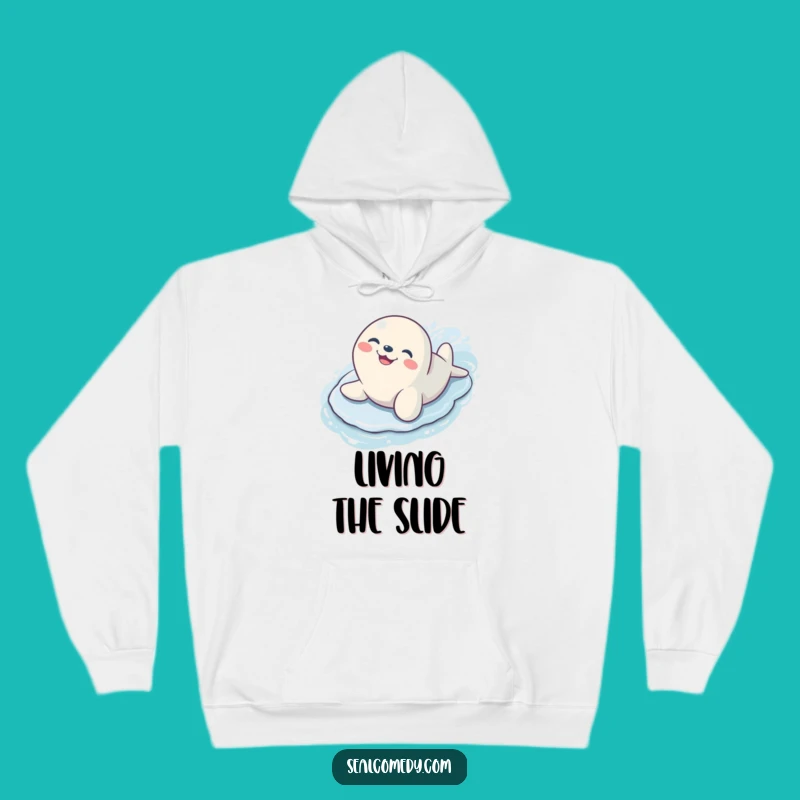 Funny Sliding Seal Grin Hoodie: Cozy Joyful Animal Apparel
