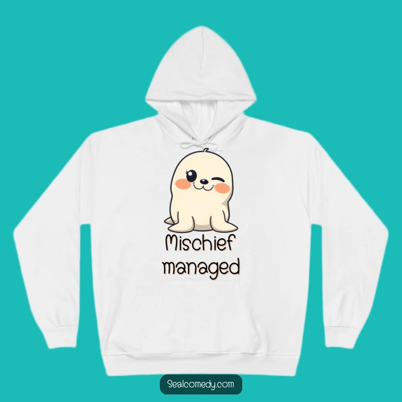 Cozy Funny Winking Seal Hoodie: Stay Warm with Mischievous Charm, Ideal Funny Gift