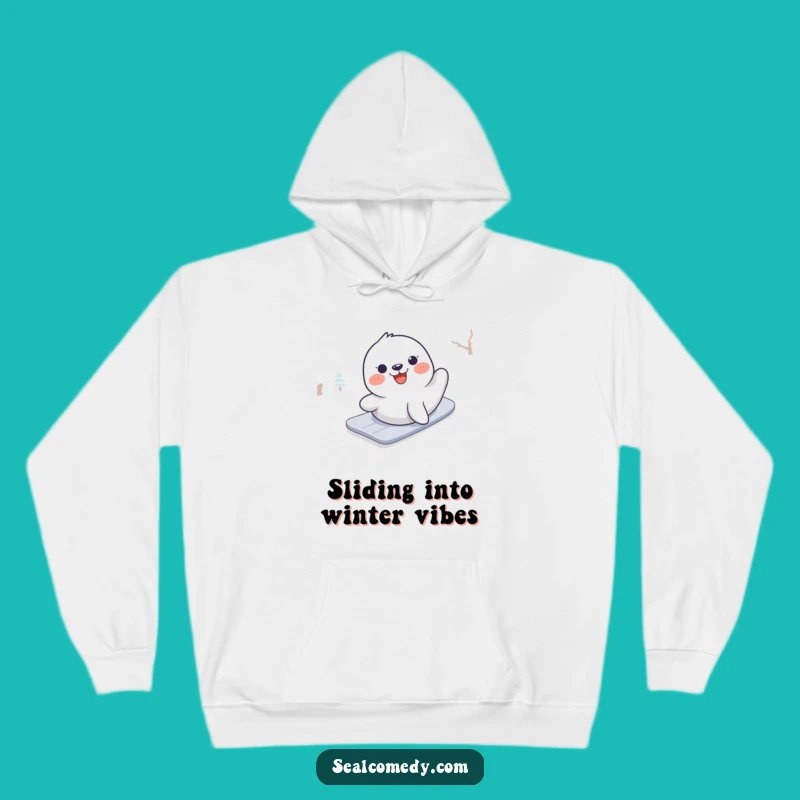 Funny Cozy Seal Sliding Hoodie: Warm Up with Hilarious Winter Vibes