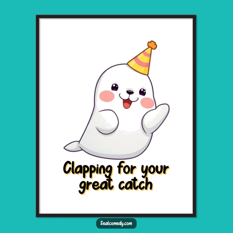 Free Printable Seal Wall Art: Party Seal Claps Funny Art for Kids Room