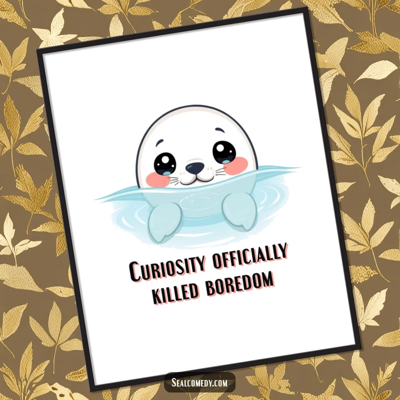 Funny Free Printable Wall Art: A seal pup peeks from the water, its wide, curious eyes bringing a playful, humorous vibe.