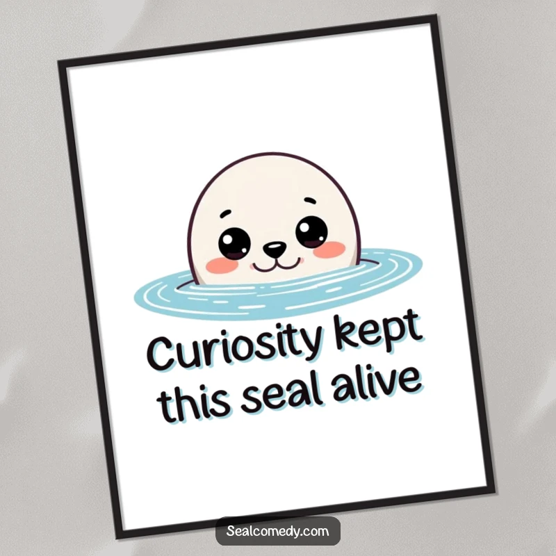 Funny Free Printable Seal Wall Art, a curious seal peeking from water with wide eyes, perfect downloadable decor.