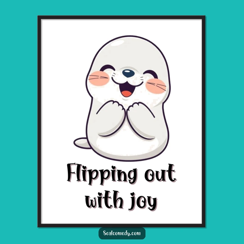 Free Printable Wall Art: Funny Clapping Seal, Joyful Animal Downloadable Decor