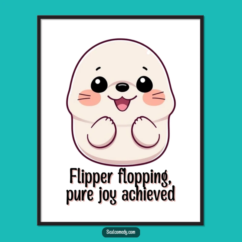 Free Printable Wall Art: Happy Clapping Seal - Funny Downloadable Decor