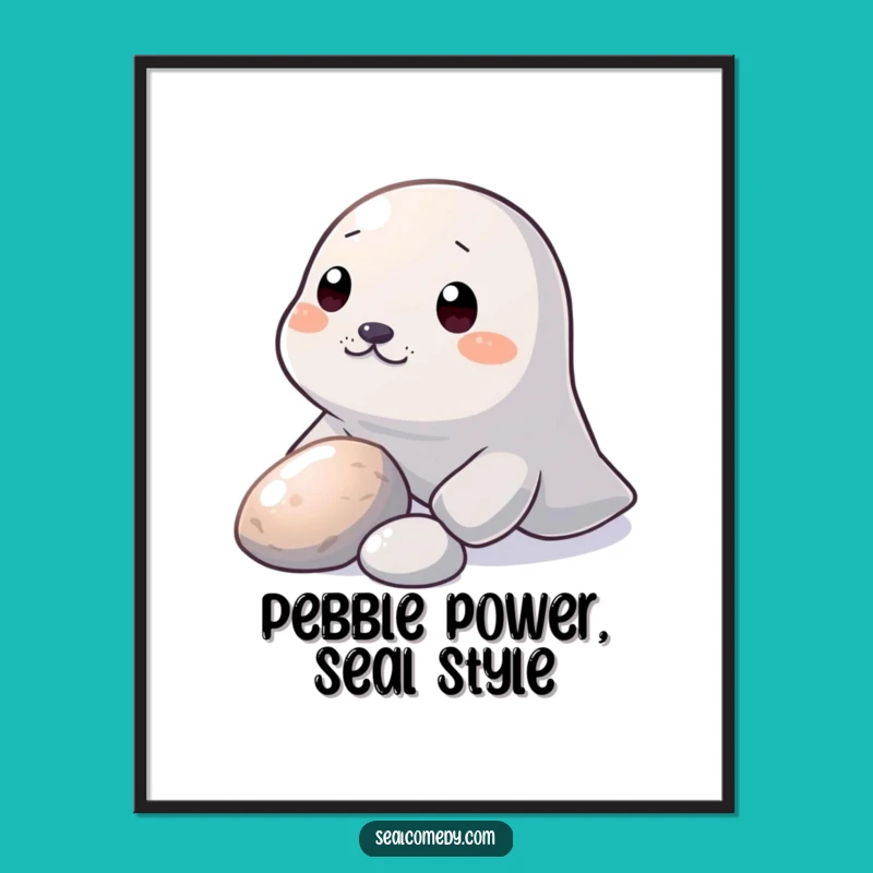Free Printable Wall Art: Seal and Pebble - Funny Downloadable Underwater Art