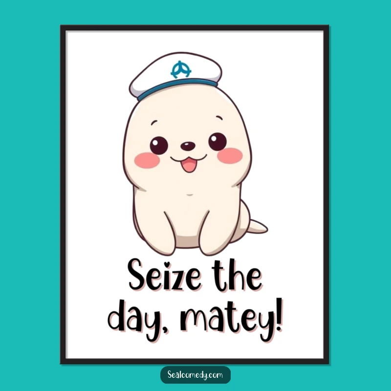 Funny Free Printable Wall Art: Cheerful Sailor Seal Downloadable Art