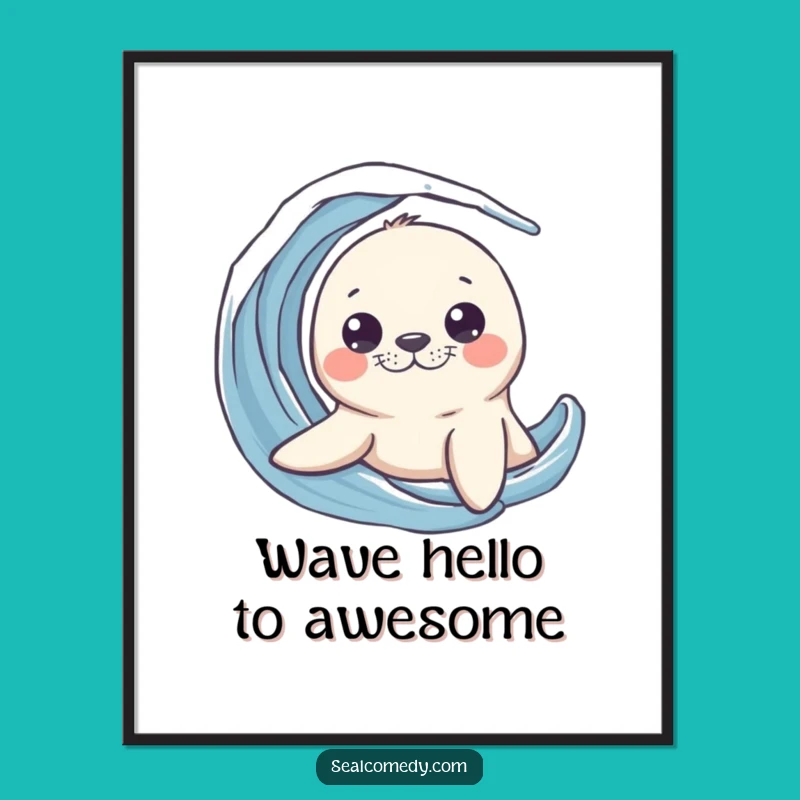 Funny Free Printable Wall Art: Curious Seal Wave Peek, Downloadable Art!