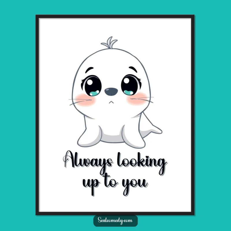 Funny Free Printable Wall Art: Excited Seal with Wide Eyes - Whimsical Downloadable Decor!