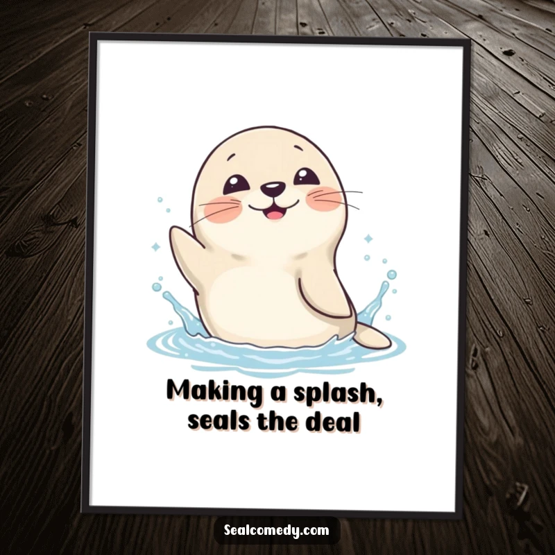 Funny Free Printable Wall Art: A seal energetically splashing in water, full of playful aquatic joy. Awesome downloadable art.