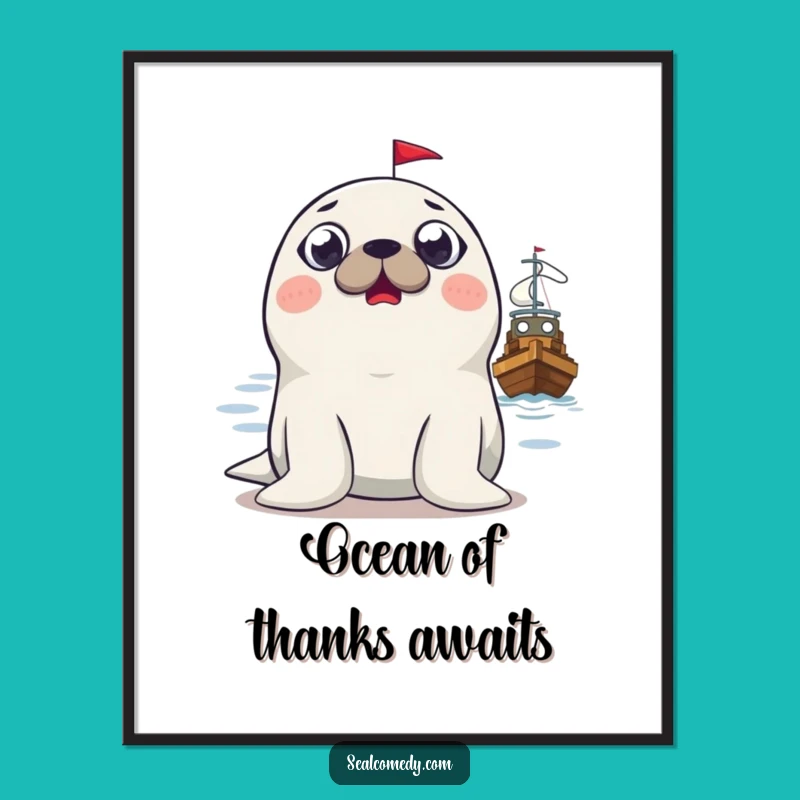 Funny Free Printable Wall Art: Surprised Seal & Boat Decor - Humorous Downloadable Art