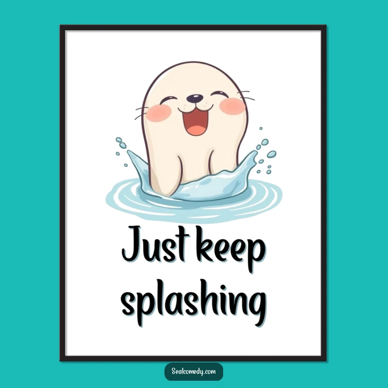 Giggling Seal Splash Free Printable Wall Art - Whimsical Downloadable Decor
