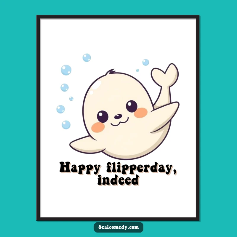 Free Printable Seal Wall Art: Happy Diver, Funny Underwater Scene, Downloadable Decor